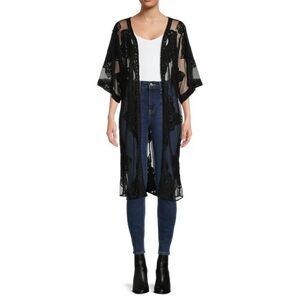 Plus Size Sheer Black Lace Kimono – 2X/3X